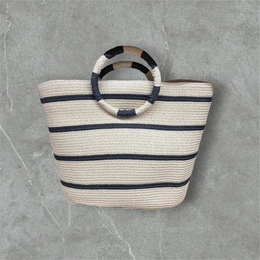 Bolso de Esparto Grande con Asa de Madera - Estilo Bohemio y Natural